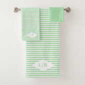 Green Stripes Initialen Badhanddoek Set Bad Handdoek (Insitu)