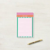 Green Stripes Kleurrijke Dagboek Notitieboek Post-it® Notes (Op bureau)