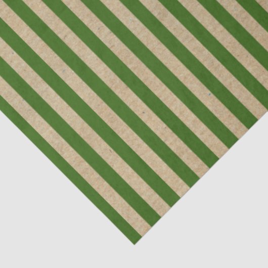 Green Stripes  Kraft Brown met kerstmis Tissuepapier (Detail)