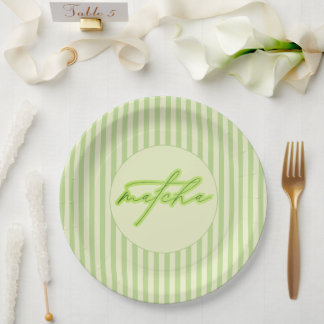 Green Stripes Matcha Scripted Baby Shower  Papieren Bordje