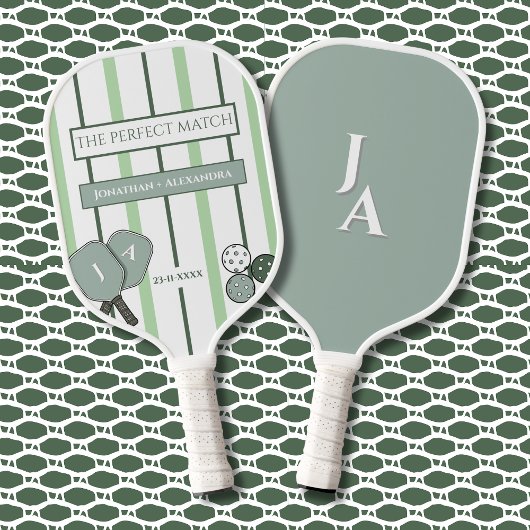 Green Stripes Perfect Match Couples  Pickleball Paddle