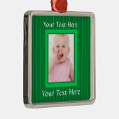 Green Stripes Personalized Photo Ornament (Rechts)