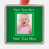 Green Stripes Personalized Photo Ornament (Voorkant)