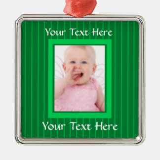 Green Stripes Personalized Photo Ornament