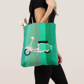 Green Stripes Retro Scooter Tote Bag (Dichtbij)