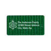 Green Stripes Snowflake - Adres Label (Voorkant)