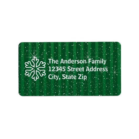 Green Stripes Snowflake - Adres Label (Voorkant)