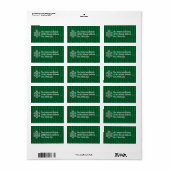 Green Stripes Snowflake - Adres Label (Full Sheet)