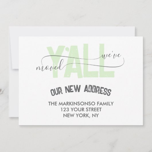 Green Stripes We Moved Y'all Moving Announcement Kaart (Voorkant)