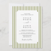 Green Stripes Wedding Kaart (Voorkant)