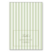 Green Stripes Wedding Place Cards Kaart (Voorkant)