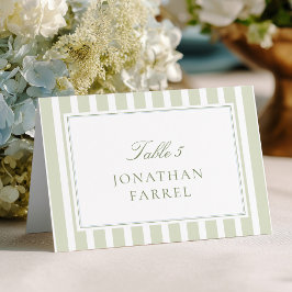 Green Stripes Wedding Place Cards Kaart