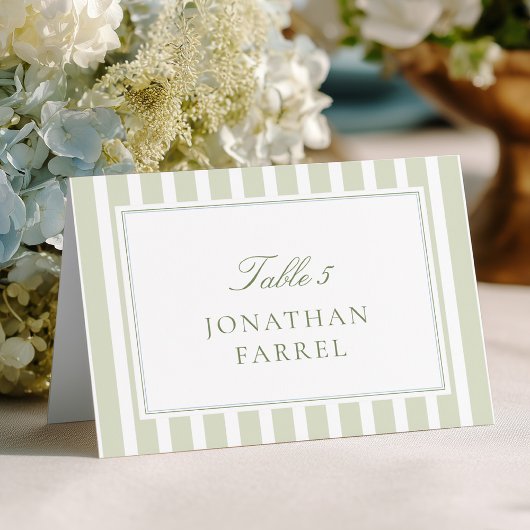 Green Stripes Wedding Place Cards Kaart