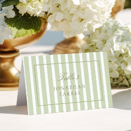 Green Stripes Wedding Place Cards Kaart