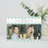 Green Stripes Will You Be My Bridesmaid Photo Name (Staand voorkant)