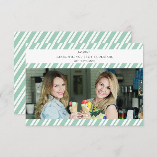 Green Stripes Will You Be My Bridesmaid Photo Name (Voorkant / Achterkant)