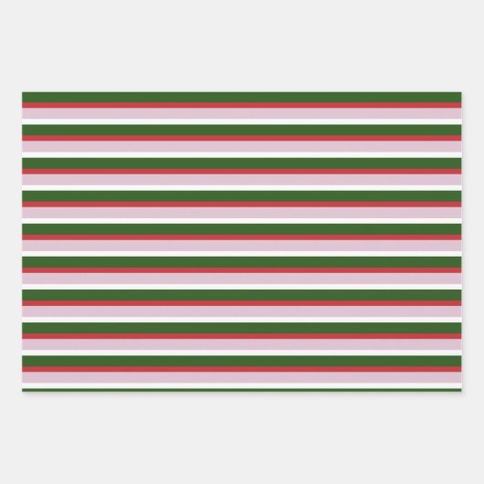 Green Stripes Wrapping Paper Flat Sheet Set van 3 (Voorkant 2)