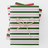 Green Stripes Wrapping Paper Flat Sheet Set van 3 (In situ)