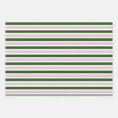 Green Stripes Wrapping Paper Flat Sheet Set van 3 (Voorkant)