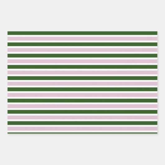 Green Stripes Wrapping Paper Flat Sheet Set van 3 (Voorkant)