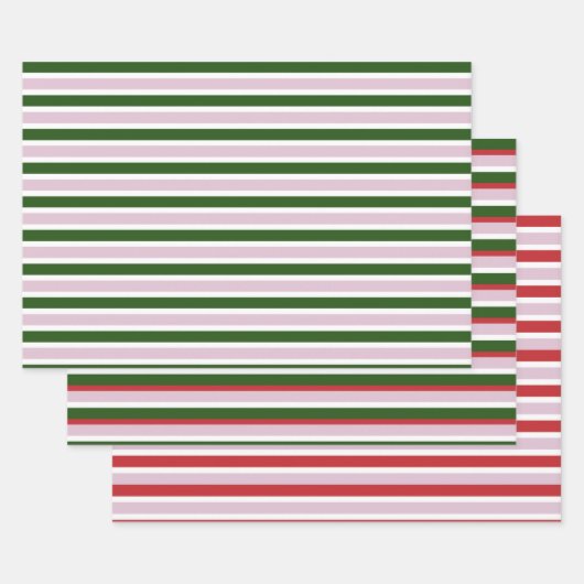 Green Stripes Wrapping Paper Flat Sheet Set van 3 (Set)