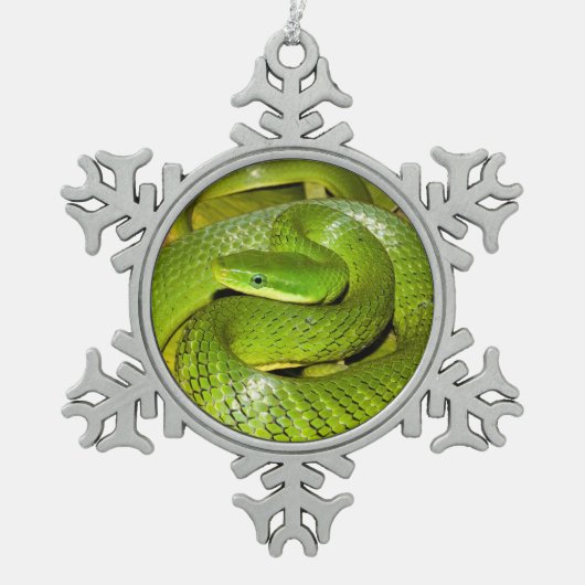 Green Struik Rat Snake Tin Sneeuwvlok Ornament (Voorkant)