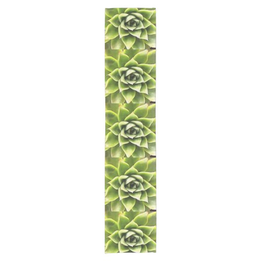 Green Succulent Close Cacti Art Korte Tafelloper (Voorkant)