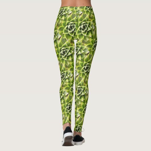 Green Succulent Close Cacti Art Leggings (Achterkant)