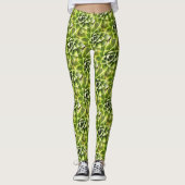 Green Succulent Close Cacti Art Leggings (Voorkant)