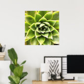 Green Succulent Close Cacti Art Poster (Thuiskantoor)