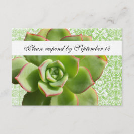 Green Succulent  Damask rsvp met envelop Kaartje