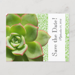 Green Succulent  Damask save the date Aankondigingskaart