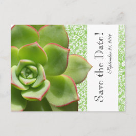 Green Succulent  Damask save the date Aankondigingskaart