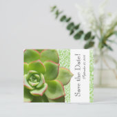 Green Succulent Damask save the date Aankondigingskaart (Staand voorkant)