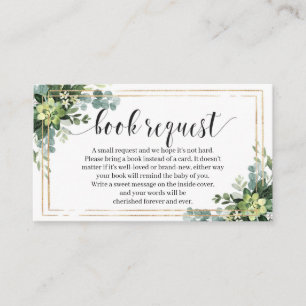 Green Succulent Flowers Gold Lijst Boekaanvraag Informatiekaartje