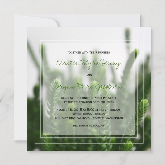Green Succulent Grass Natuur Foto Modern Wedding Kaart (Voorkant)