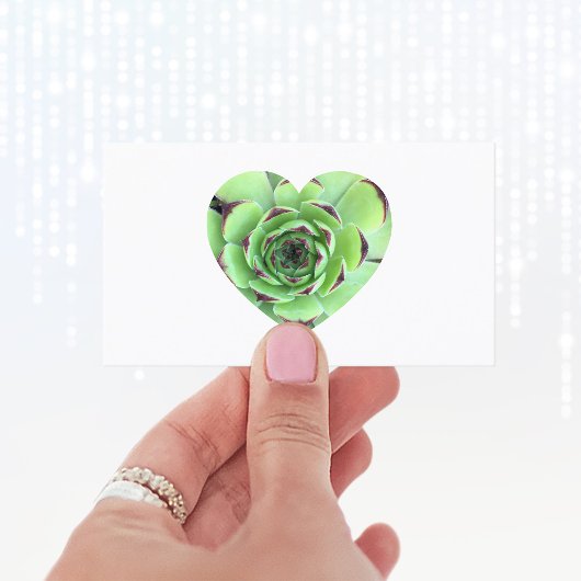 Green Succulent Heart Shape Foto Visitekaartje
