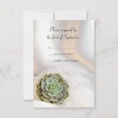 Green Succulent on White Wedding RSVP Response (Voorkant)