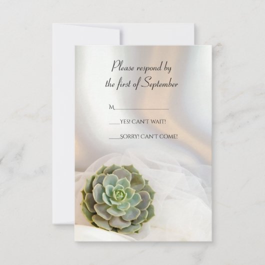 Green Succulent on White Wedding RSVP Response (Voorkant)