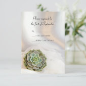 Green Succulent on White Wedding RSVP Response (Staand voorkant)