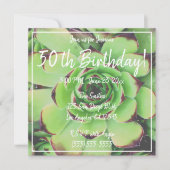 Green Succulent Photo 50th Birthday Kaart (Voorkant)