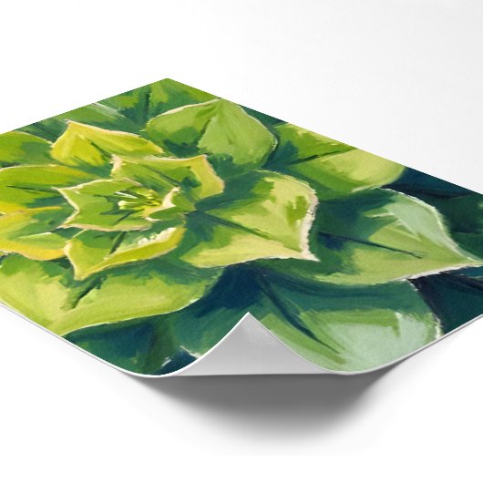 Green Succulent Plant Watercolor Painting Poster (Hoek)
