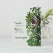 Green Succulent Wedding Save the Date Uitnodiginge (Staand voorkant)
