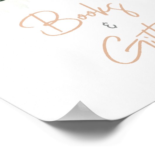 Green Succulenten Baby shower Boeken en geschenken Poster (Hoek)