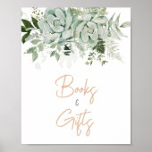 Green Succulenten Baby shower Boeken en geschenken Poster (Voorkant)