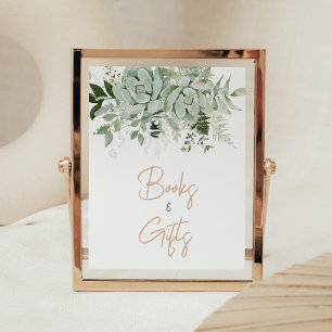 Green Succulenten Baby shower Boeken en geschenken Poster