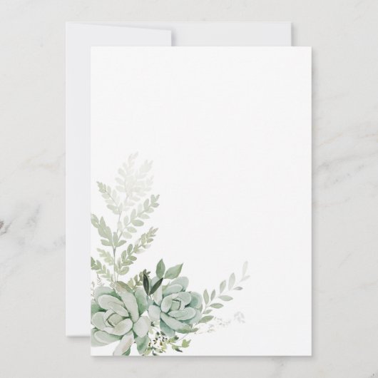 Green Succulents Baby shower Kaart (Achterkant)