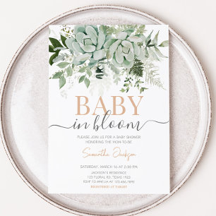 Green Succulents Baby shower Kaart