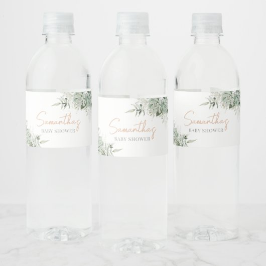 Green Succulents Baby shower Waterfles Etiket (Flessen)