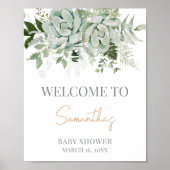 Green Succulents Baby shower Welkom Poster (Voorkant)
